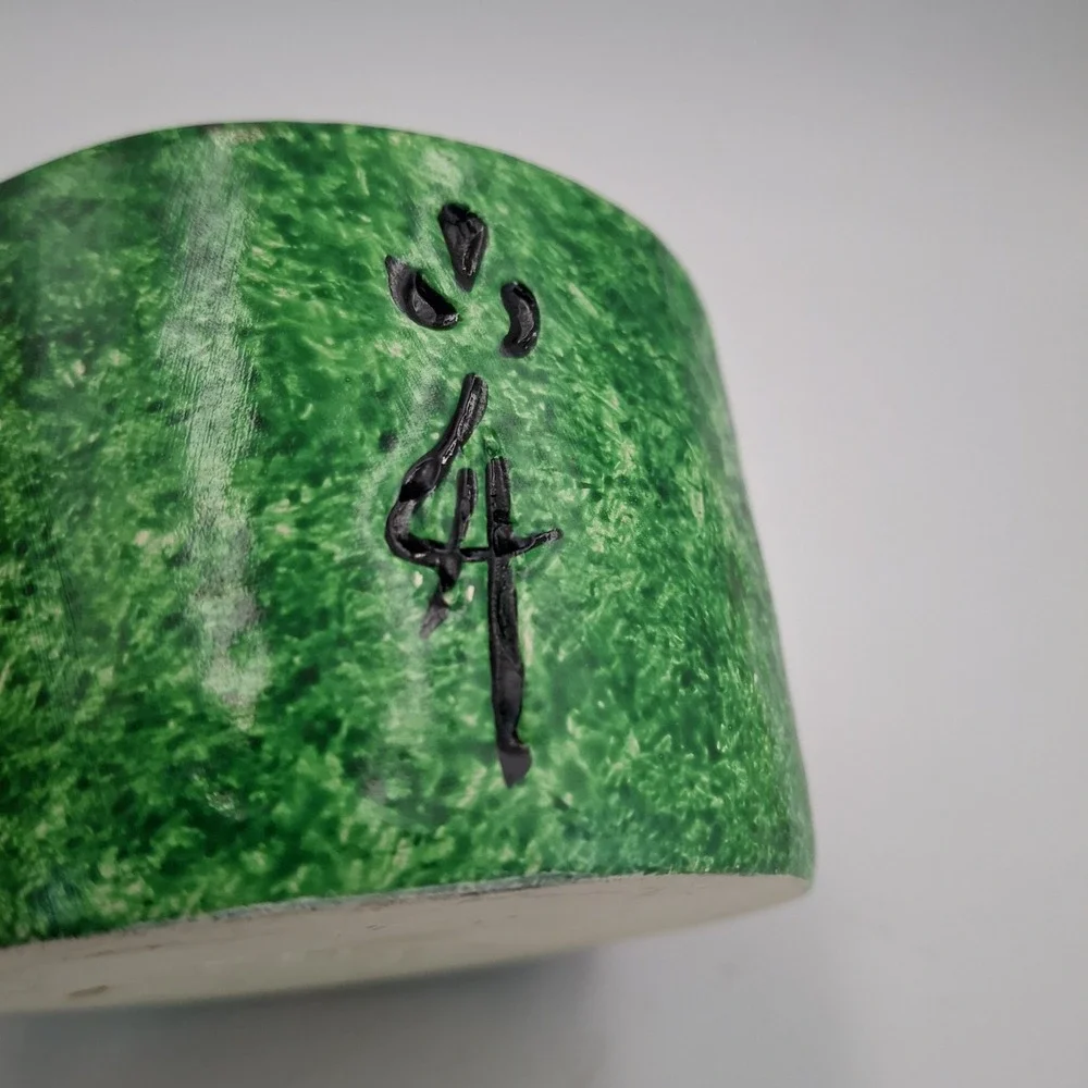 Vintage MMA Metropolitan Museum of Art Green Ceramic Teapot Miniature Calligraph